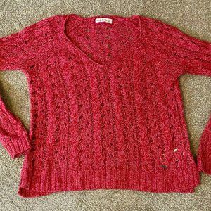 Abercrombie & Fitch Women's Medium Pink Knit Cardigan Sweater Acrylic/Wool/Nylon